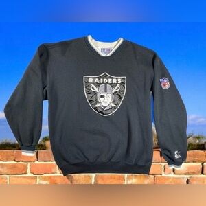90s Raiders x Starter Vintage NFL Sweatshirt Men’s Size M – Classic Black Pullov
